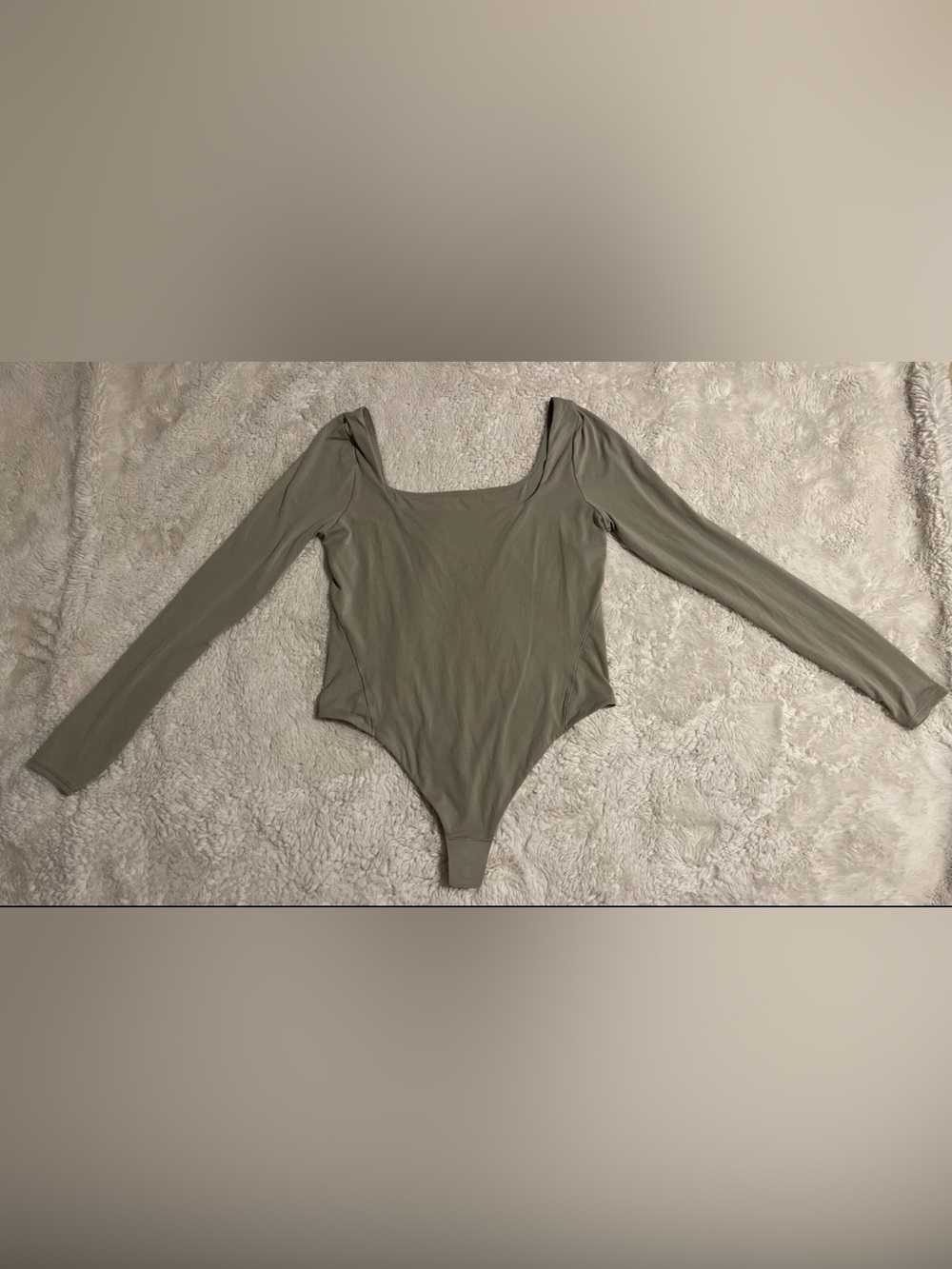 Lululemon Wundermost Ultra-Soft Nulu Square Neck Long Sleeve Bodysuit Gray Sz L